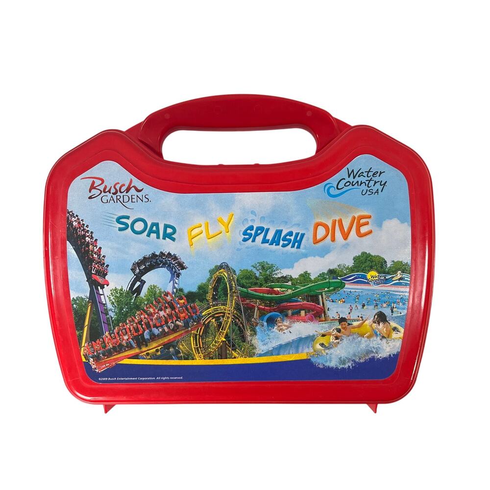 Busch Gardens Water Country USA Red Souvenir Lunch Box Carry Case
